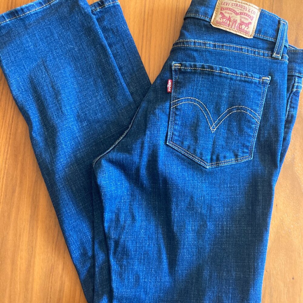 LEVIs CLASSIC STRAIGHT FIT WOMEN'S JEANS Size 2, Mid Rise, Dark Wash, Slim